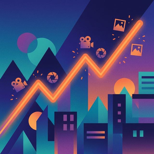 Illustration of a business growth graph trending upwards for photographers