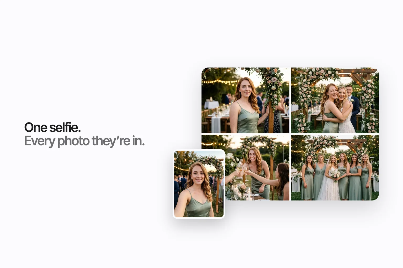 A guest's selfie beside a grid of the photos she appears in