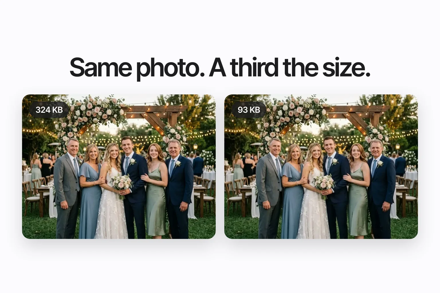 The same photo before and after, side by side