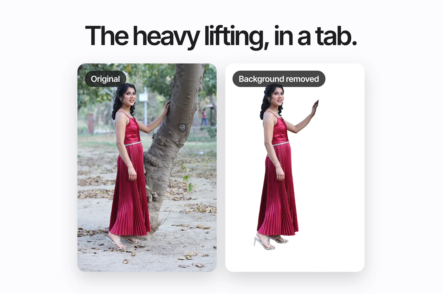 The same photo before and after, side by side