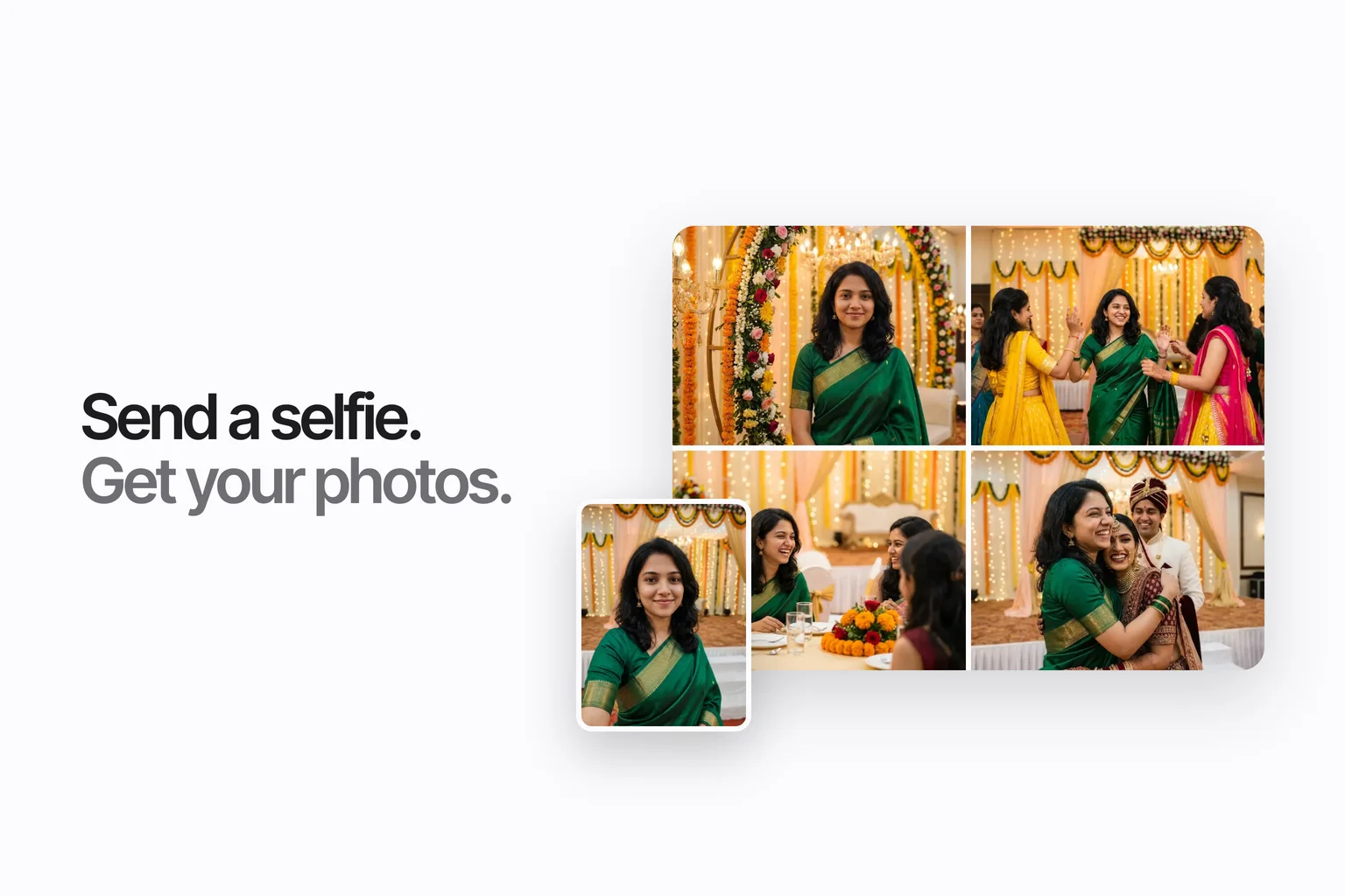 A guest's selfie beside a grid of the photos she appears in