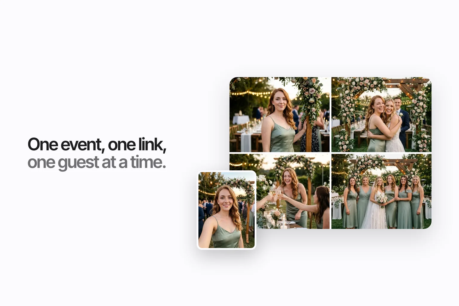 A guest's selfie beside a grid of the photos she appears in