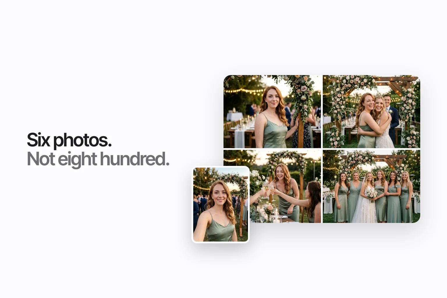 A guest's selfie beside a grid of the photos she appears in