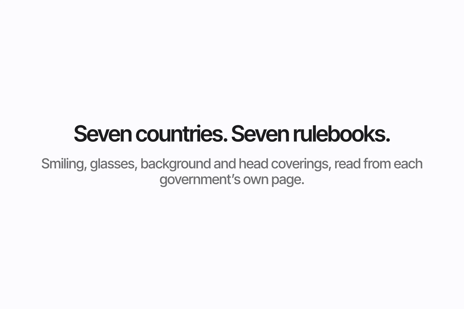 The words Seven countries. Seven rulebooks.