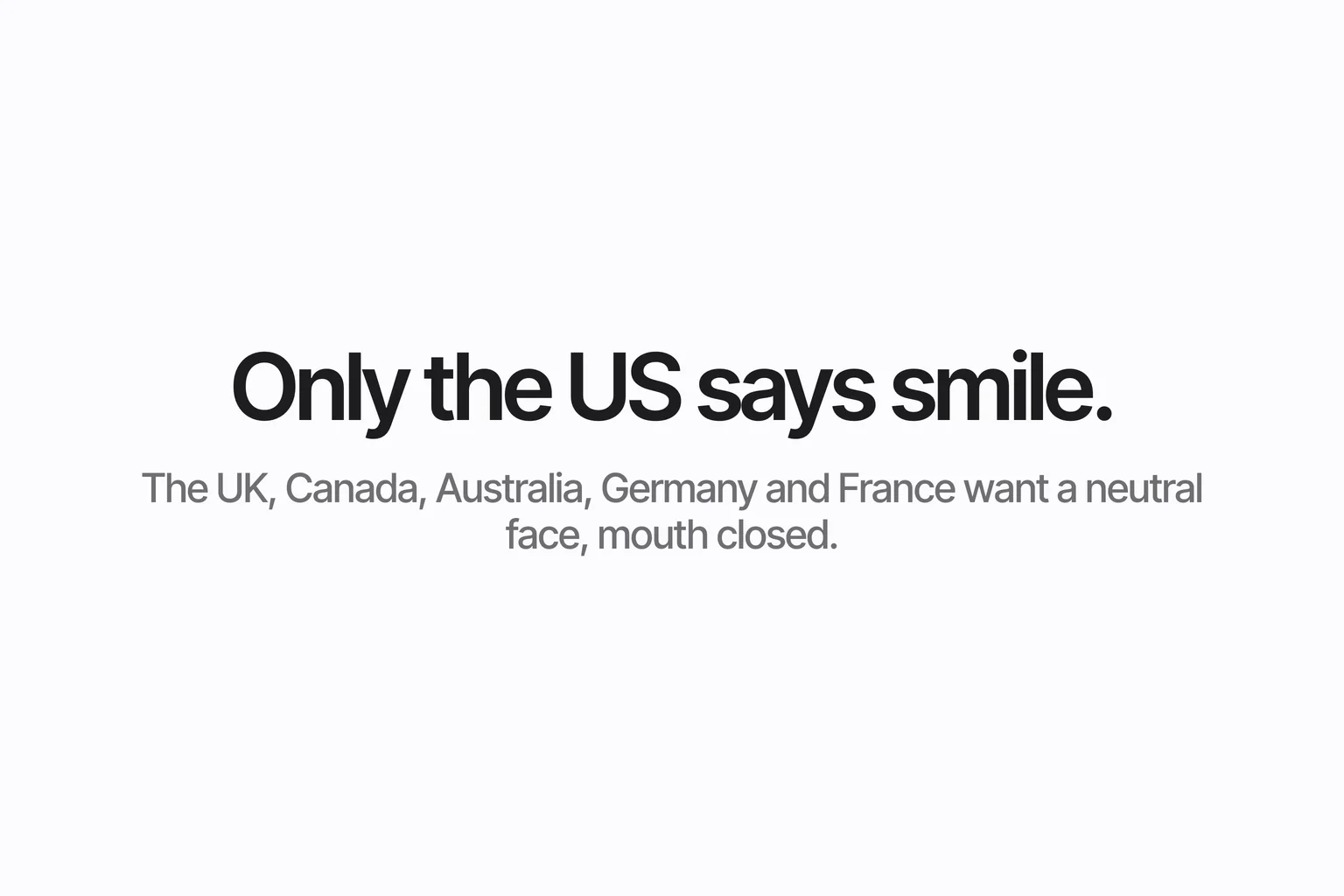Only the US says smile.