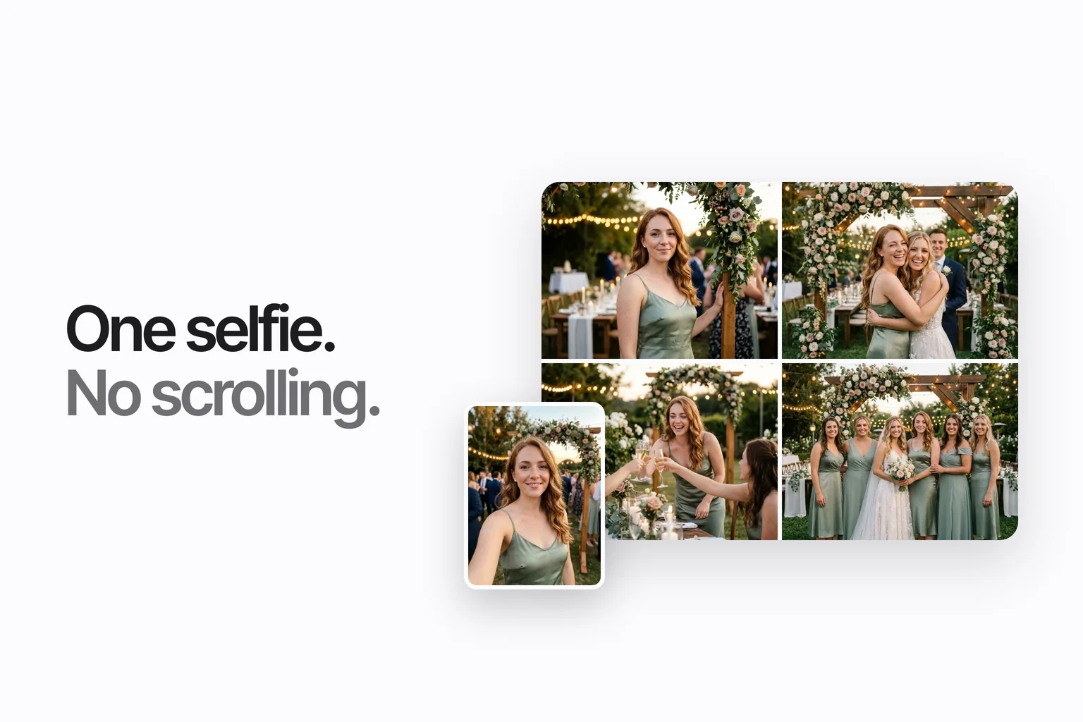 A guest's selfie beside a grid of the photos she appears in